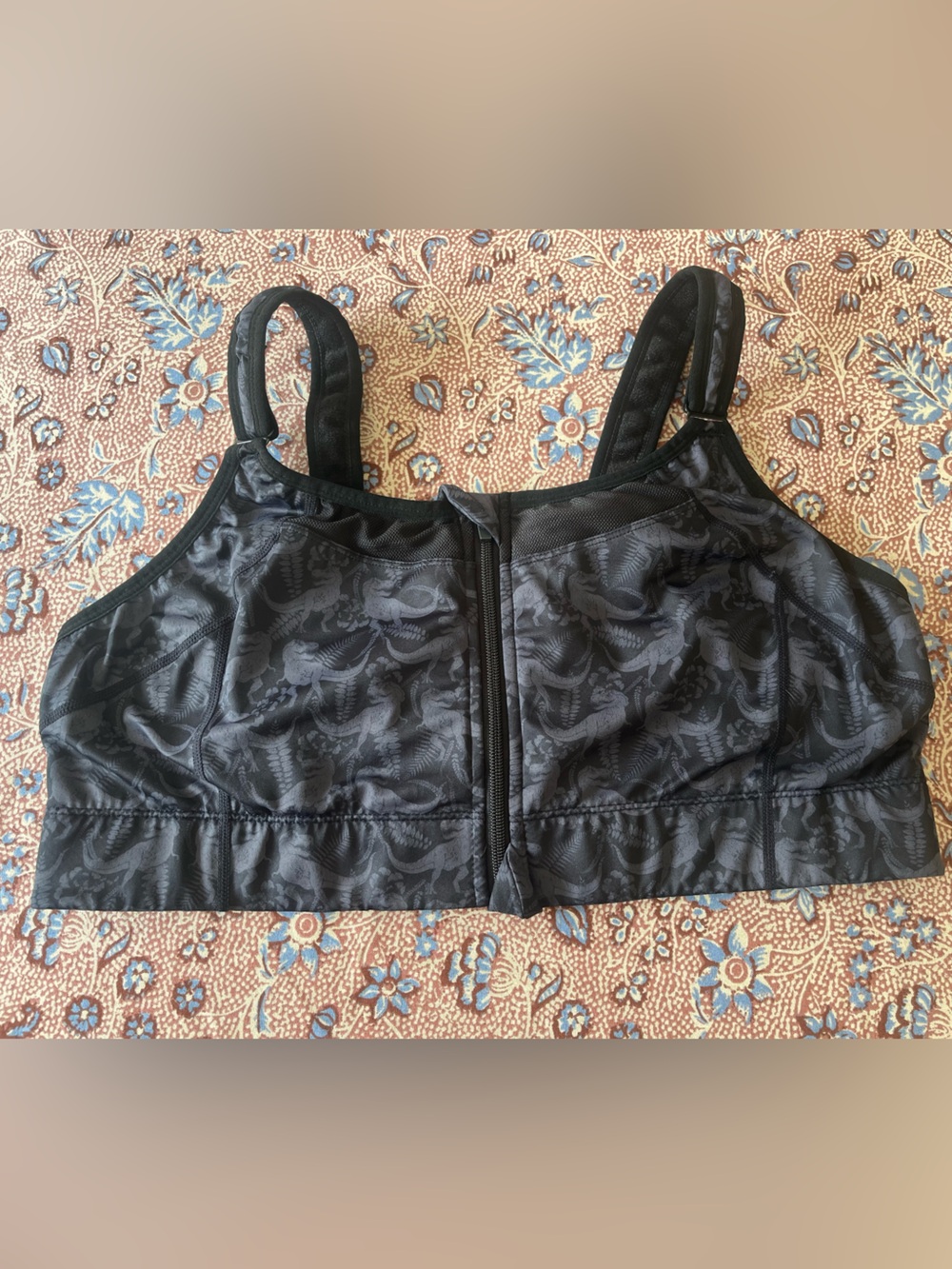 CVG Calm Your T*!s Dinosaur Print Front Zip Sports Bra Size XXL
